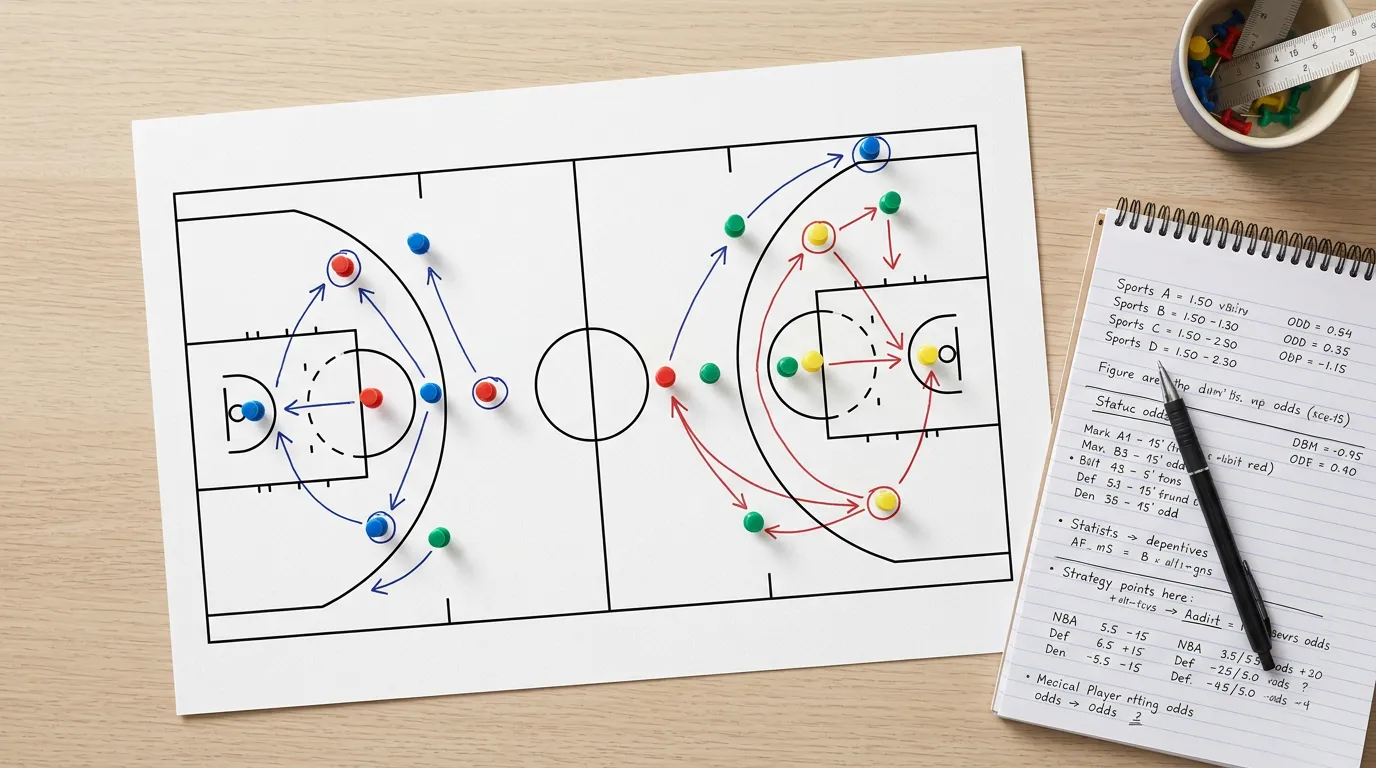 Basketball court diagram with multiple player positions marked for combination betting